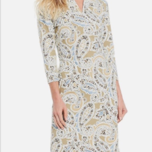 J. McLaughlin Carly Sheath Dress - Taupe Paisley - Sz S - Picture 1 of 6